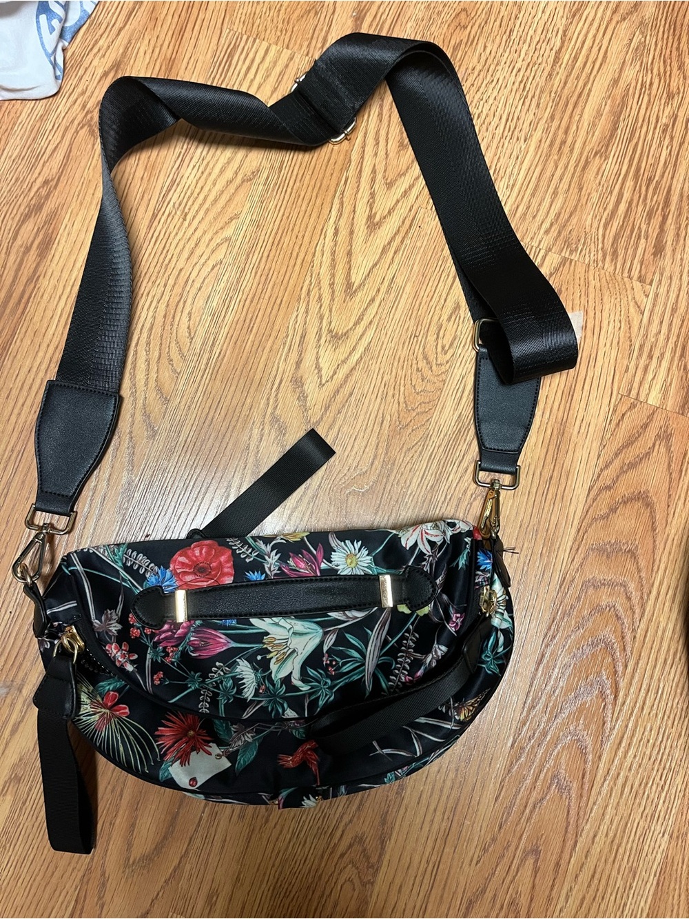 Floral Crossbody Sling Bag - Black